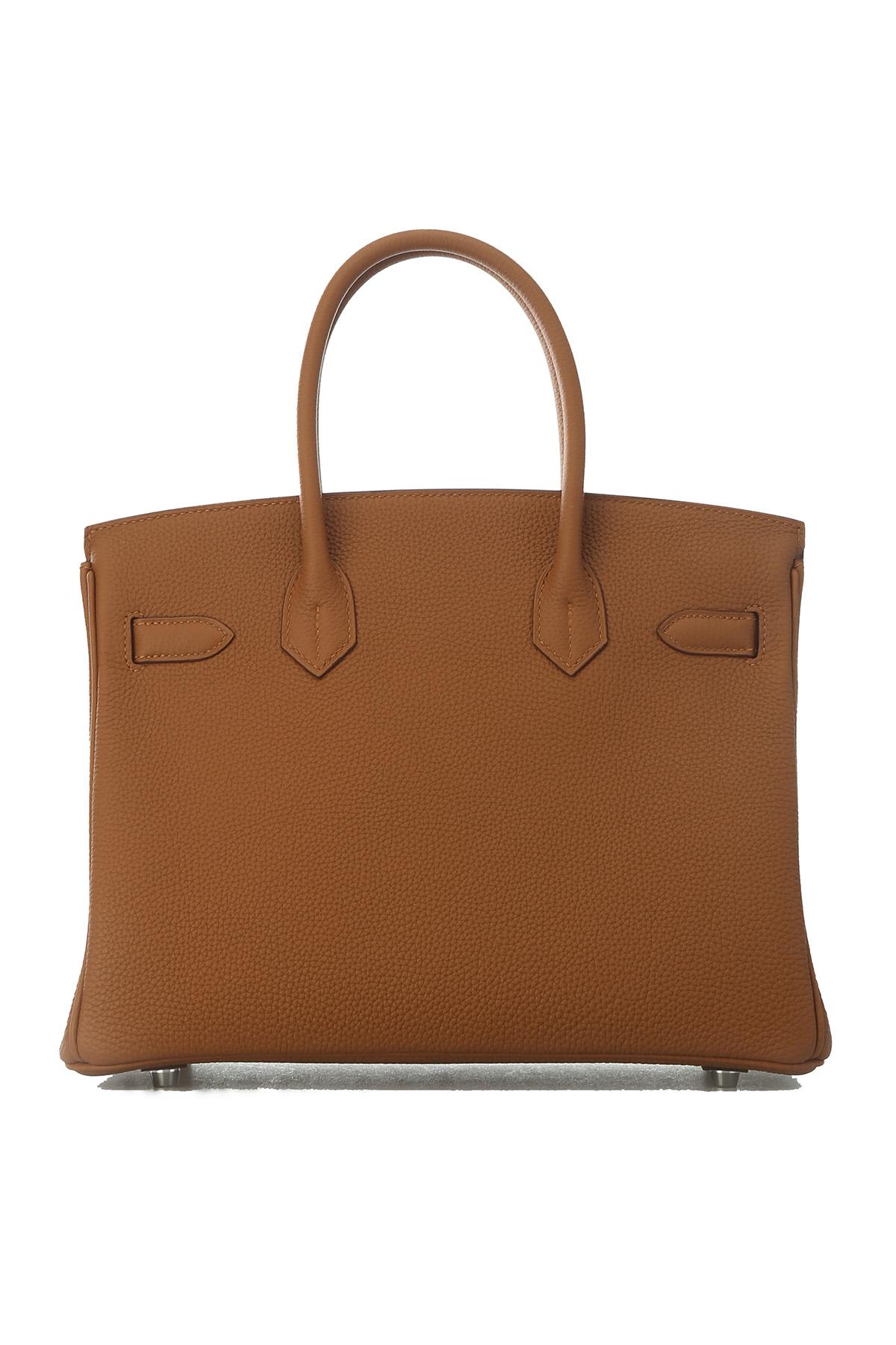 HERMÈS BIRKIN 30 TOGO LEATHER GOLDEN BROWN WITH AMBER YELLOW AND SILVER BUCKLE BAG H028365CC04 (30*22*15cm)